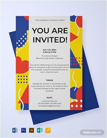 Party Invitation Template for Email Free Email Party Invitation Template Word Psd