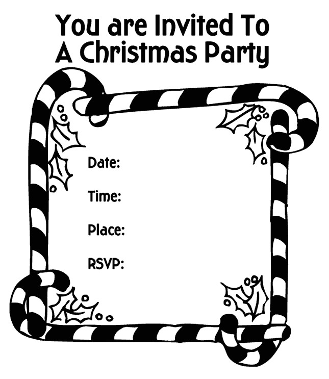 Party Invitation Template for Pages Christmas Party Invitation Candy Canes Coloring Page