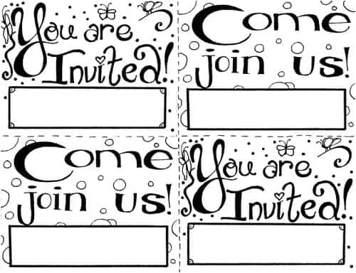 Party Invitation Template for Pages Invitation Coloring Page Free Printable Cards for Kids
