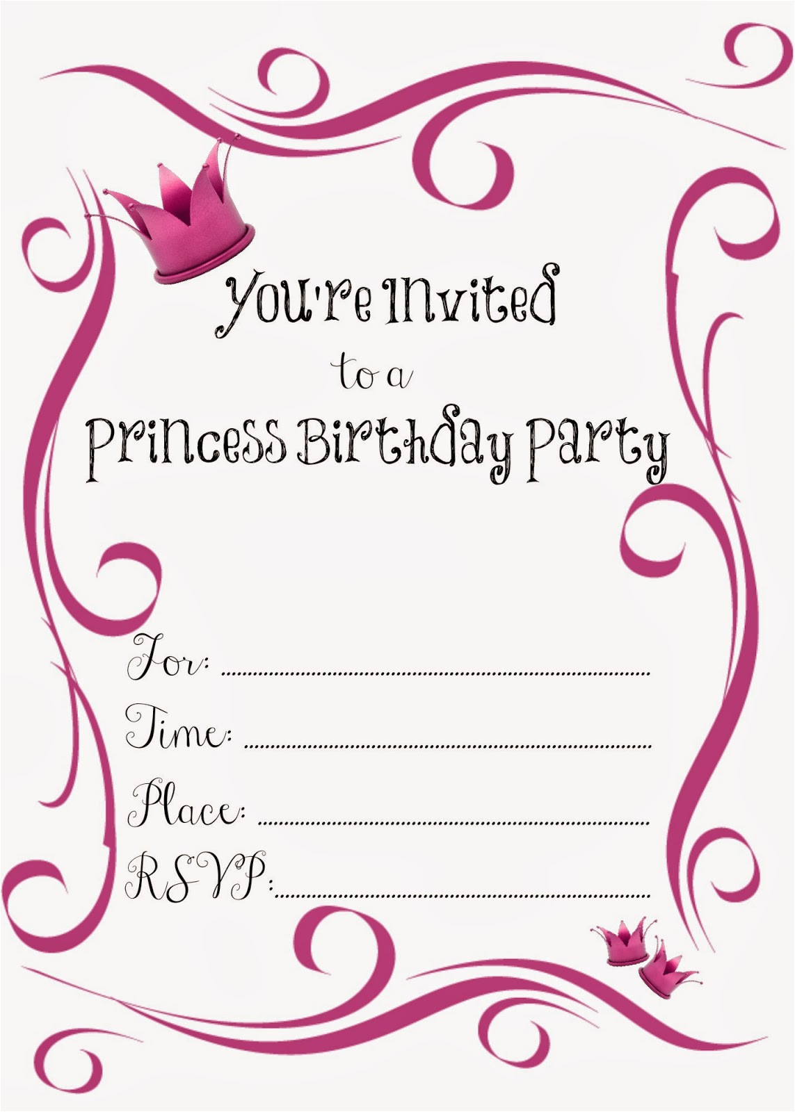 Party Invitation Template Girl Free Birthday Party Invitations for Girl Free Printable