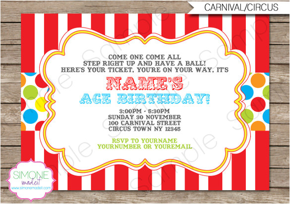 Party Invitation Template Jpg 27 Carnival Birthday Invitations Free Psd Vector Eps