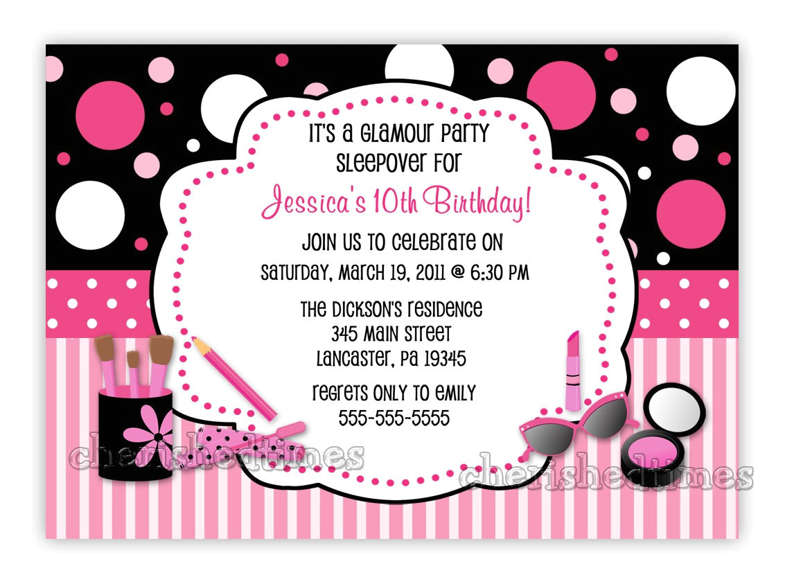 Party Invitation Template Mac Glamour Make Up Birthday Party Invitation You Print