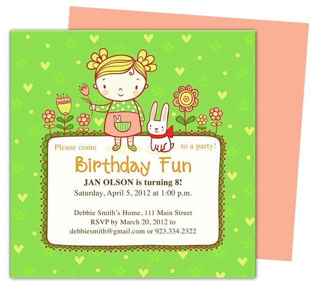 Party Invitation Template Publisher Abby Kids Birthday Party Invitation Templates Perfect for