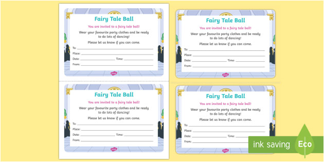 Party Invitation Template Twinkl Fairy Tale Ball Invitation Writing Template Eyfs Early