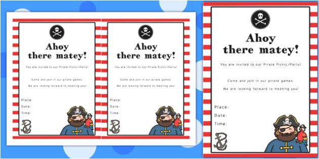 Party Invitation Template Twinkl Pirate themed Picnic and Party Invitation Invitation Pirate
