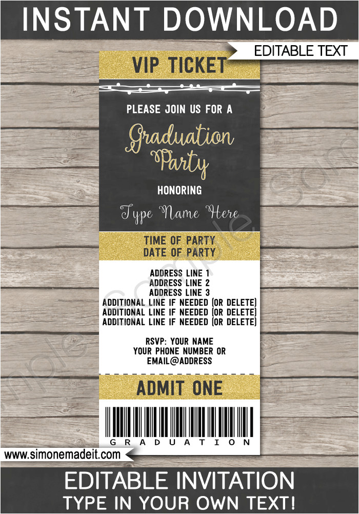 Party Invitation Ticket Template Graduation Party Ticket Invitations Template Class Of 2017