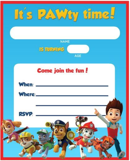 Paw Patrol Party Invitation Template Free Printable Paw Patrol Birthday Invitation Ideas