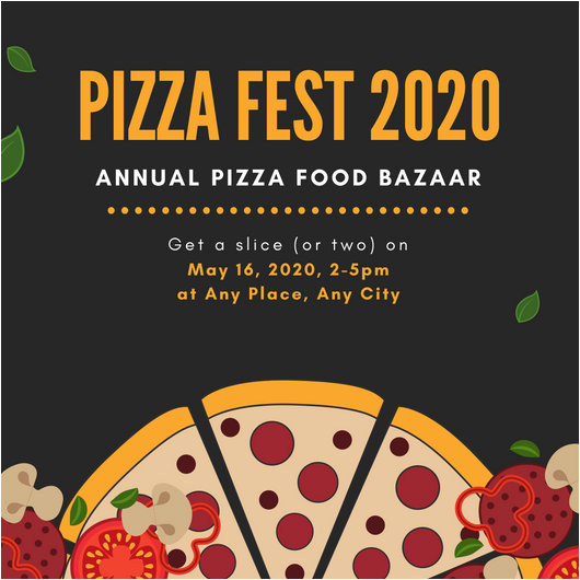 Pizza Party Invitation Template Yellow and Black Illustrated Pizza Party Invitation