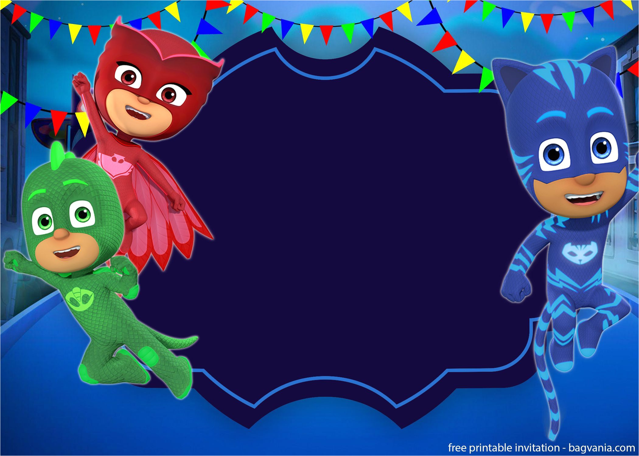 Pj Masks Party Invitation Template Free Printable Pj Masks Invitation Template In 2019