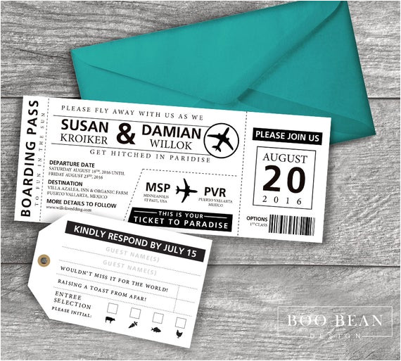 Plane Ticket Wedding Invitation Template Destination Boarding Pass Invitation Printable Invitation