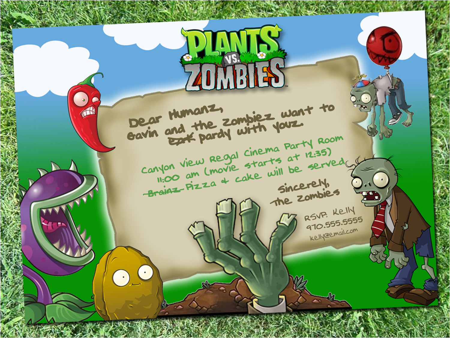 Plants Vs Zombies Party Invitation Template Plants Vs Zombies Party Invitation Digital Download