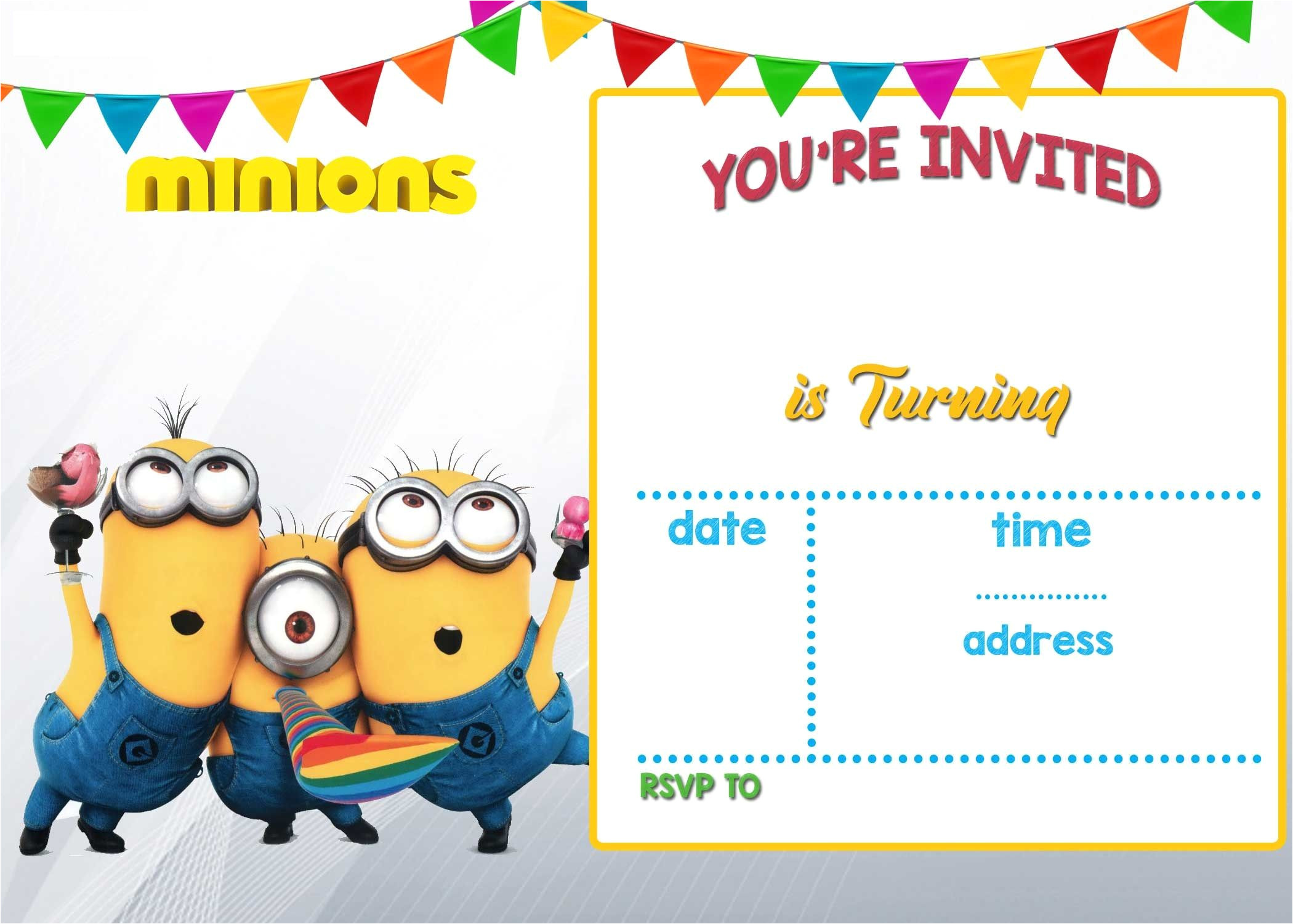 Powerpoint Birthday Invitation Template Cartoon Invitation Ppt Template Blank Templates Minion