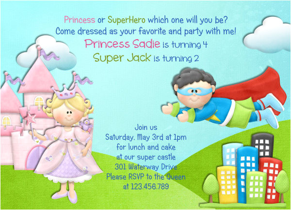 Princess and Superhero Party Invitation Template 10 Princess Party Invitations Designs Templates Free