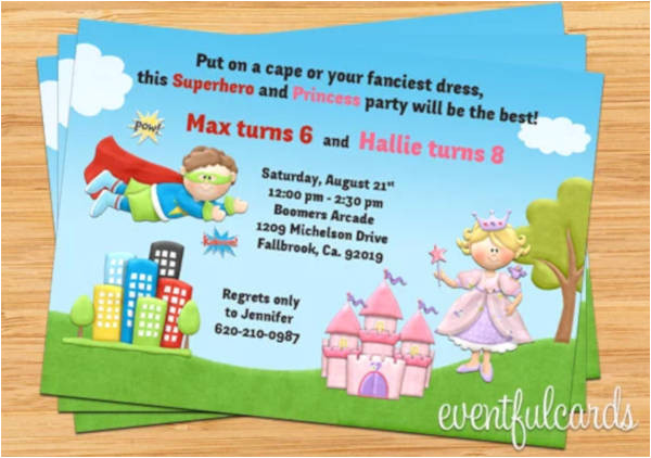 Princess and Superhero Party Invitation Template 12 Princess Party Invitations Jpg Psd Ai Word Free
