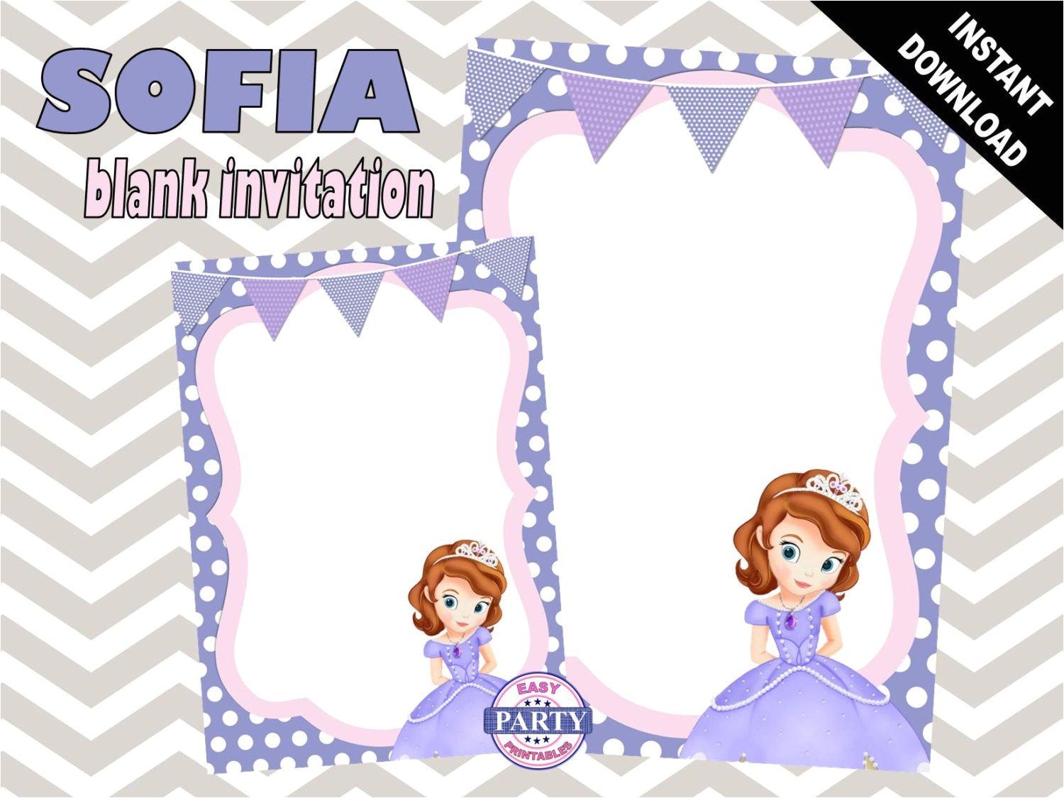 Princess sofia Birthday Invitation Blank Template sofia the First Blank Birthday Invitation Template Purple