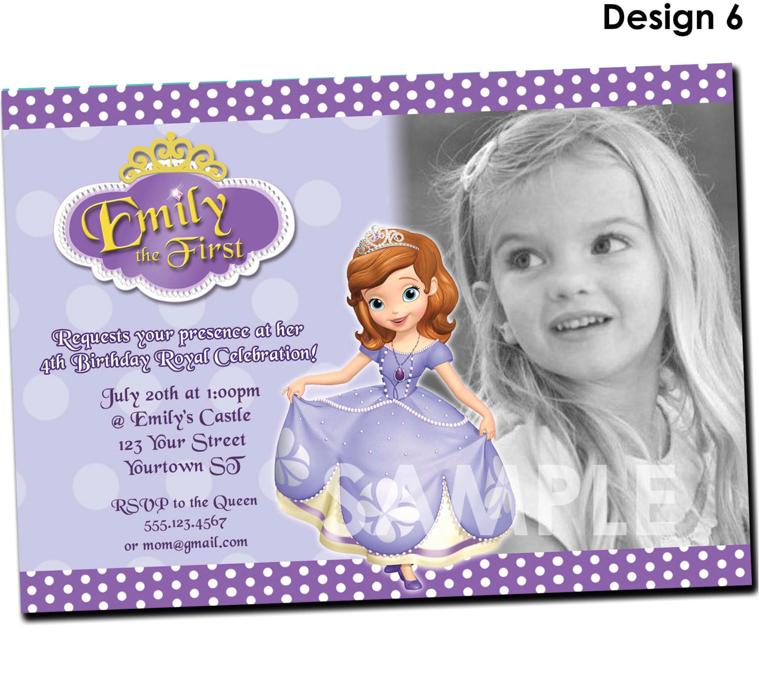 Princess sofia Birthday Invitation Template sofia the First Invitation Printable Birthday Party Invite