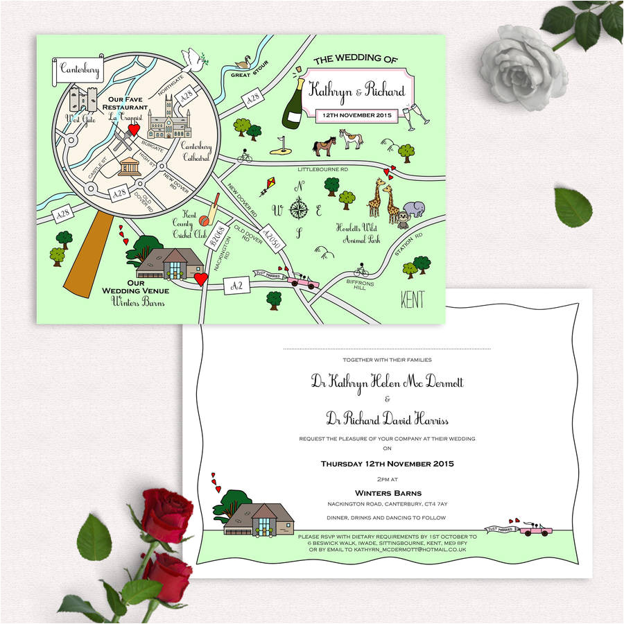 Print Map for Wedding Invitations Illustrated Map Party or Wedding Invitation by Cute Maps