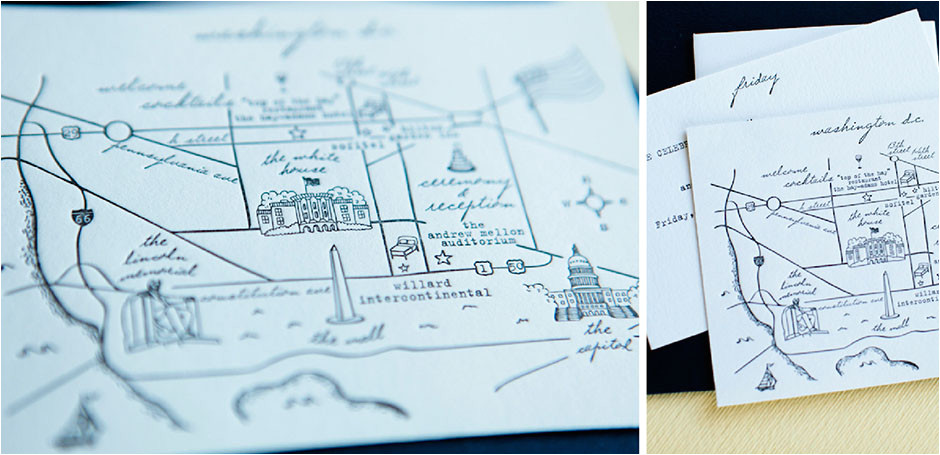 Print Map for Wedding Invitations Letterpress Map Of Washington D C for Wedding Tiny