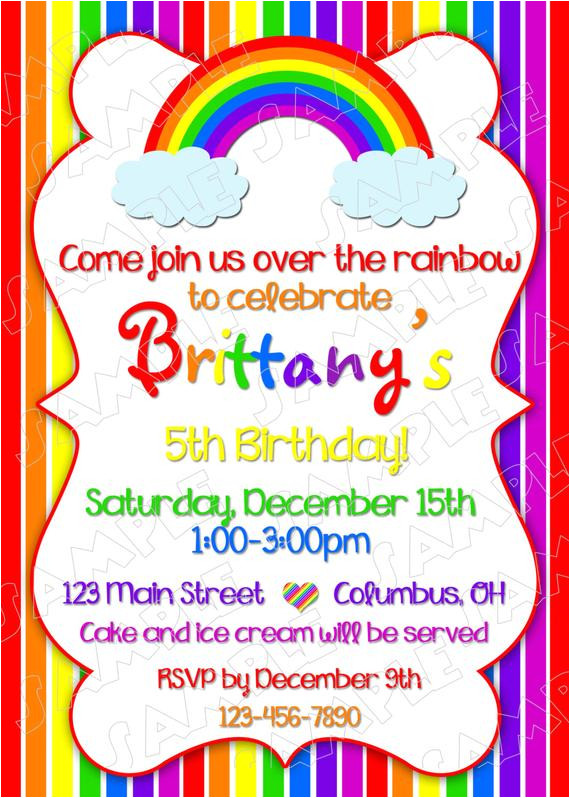 Rainbow Party Invitation Template Rainbow Party Invitation Birthday Party Rainbow Party