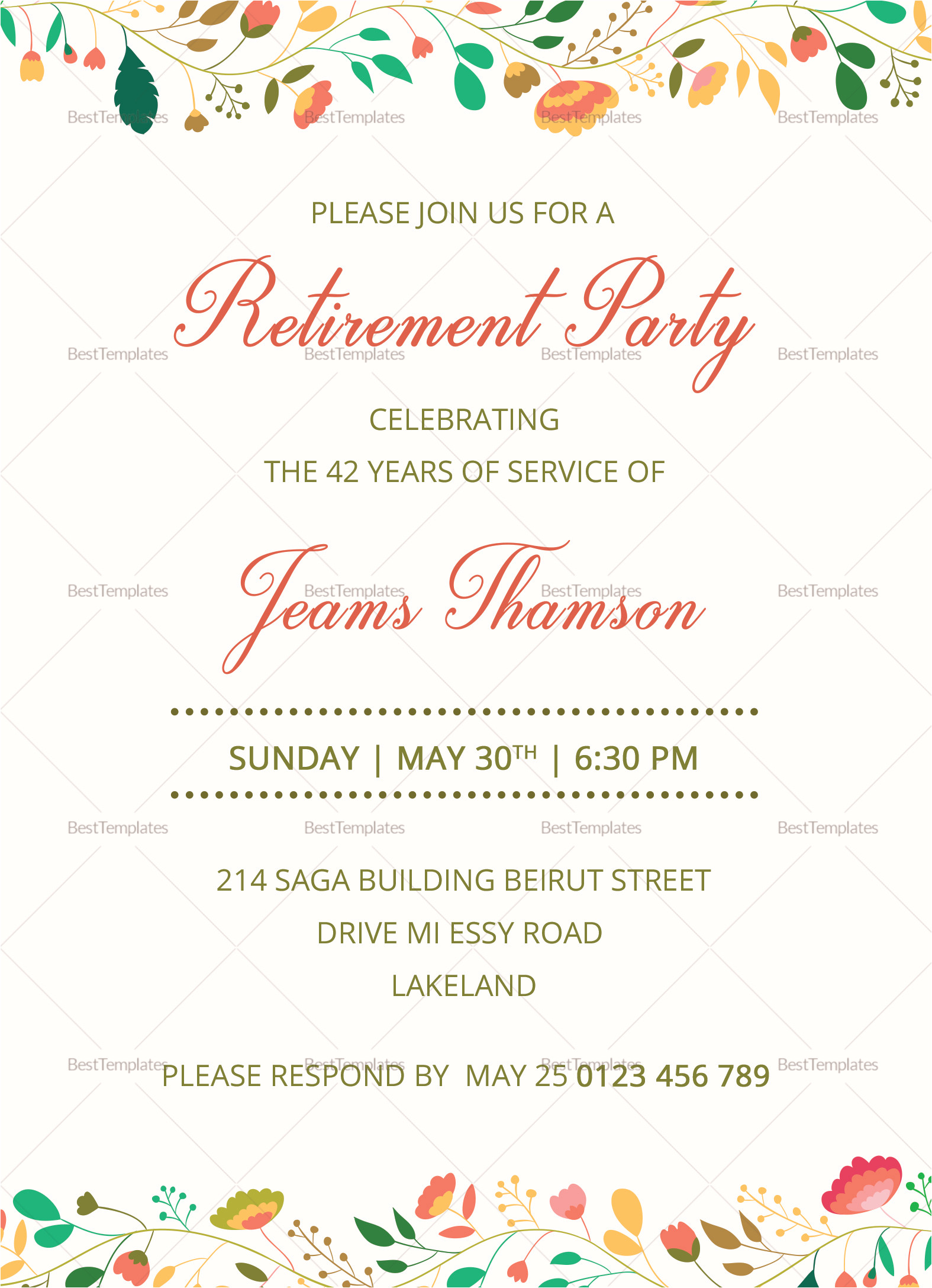 Retirement Party Invitation Template Ms Word Corporate Retirement Party Invitation Design Template In