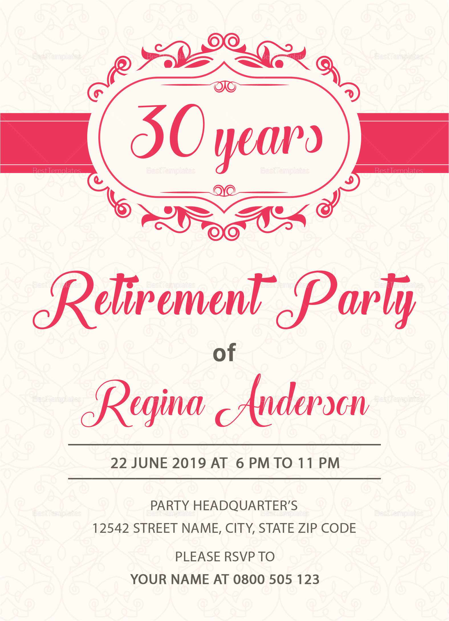 Retirement Party Invitation Template Ms Word Sample Retirement Party Invitation Design Template In Psd