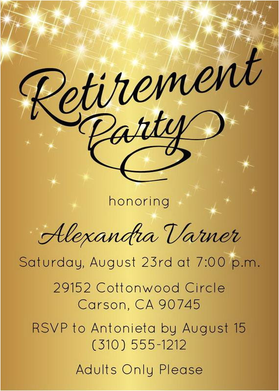 Retirement Party Invitation Template Retirement Party Invitation Gold Sparkly by Announceitfavors