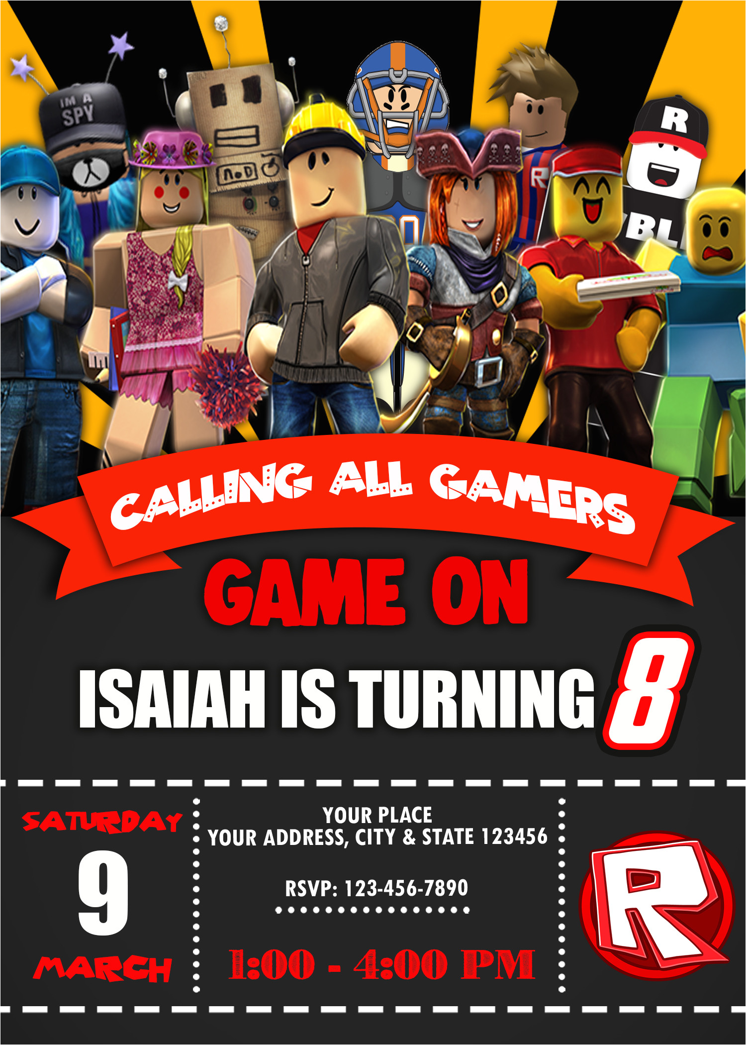 Roblox Birthday Invitation Template Roblox Birthday Invitation 2 Oscarsitosroom
