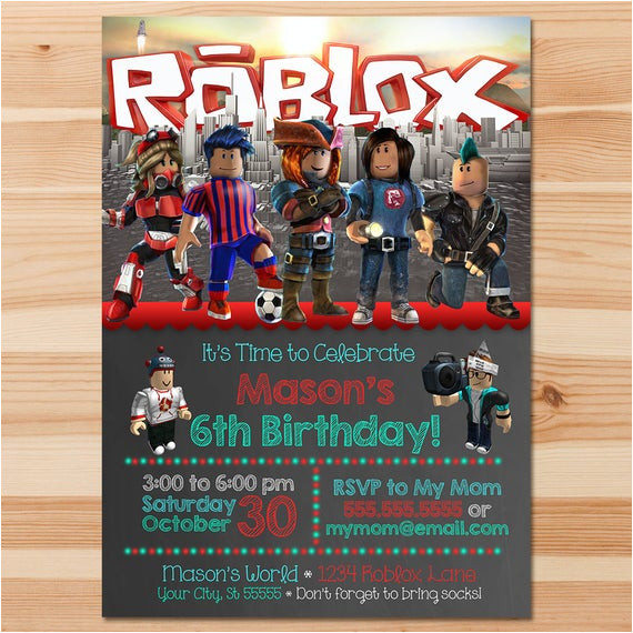 Roblox Birthday Invitation Template Roblox Birthday Invite Chalkboard Roblox Invitation
