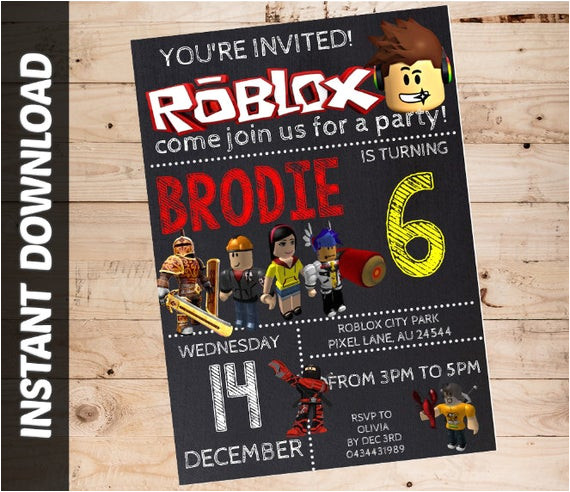 Roblox Birthday Invitation Template Roblox Invitation Personalized Roblox Invitation Instant