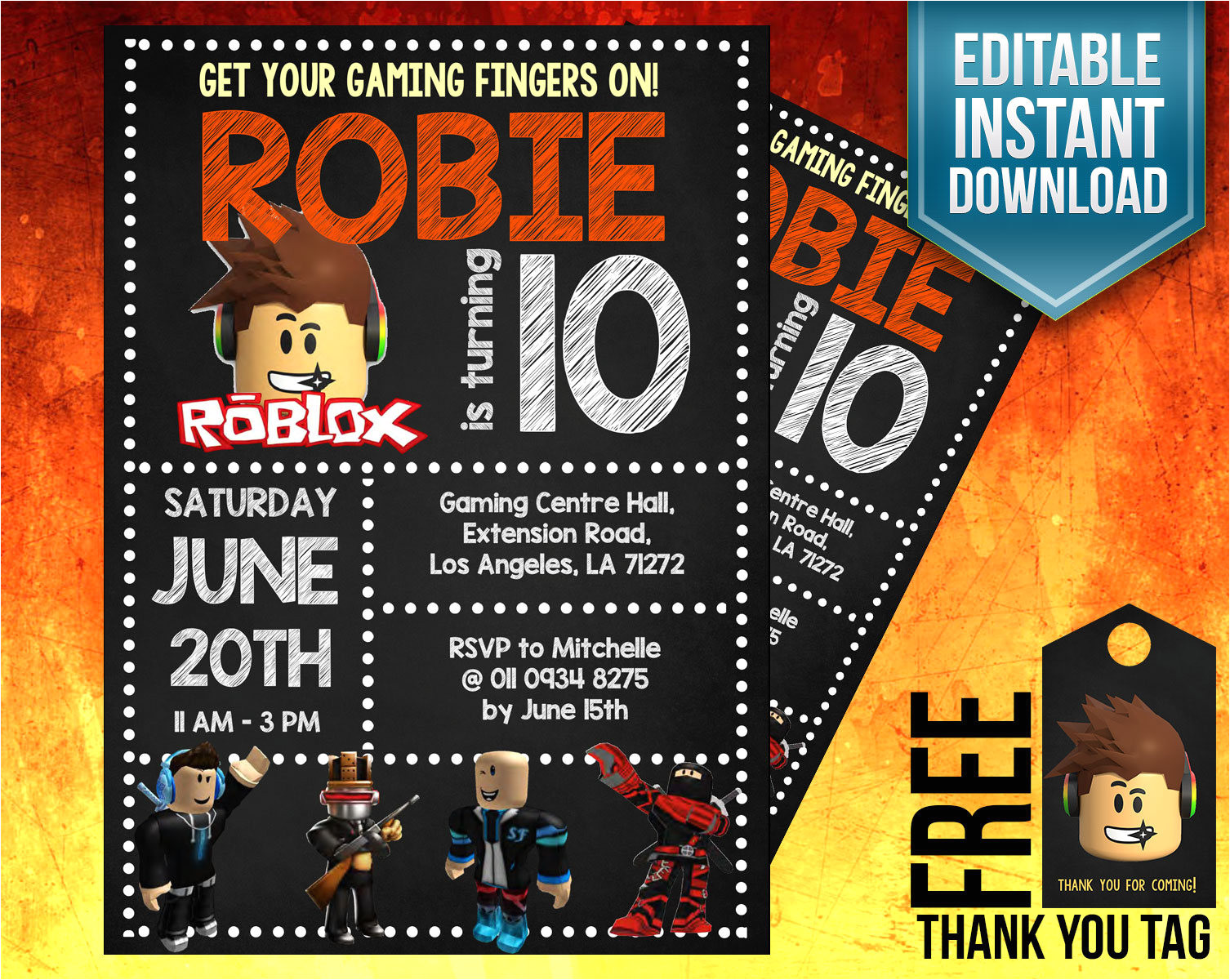 Roblox Birthday Invitation Template Roblox Invitation Roblox Invite Roblox Birthday Invitation