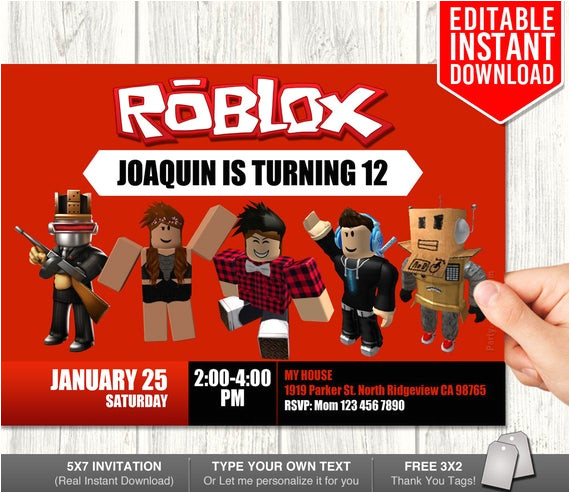 Roblox Birthday Invitation Template Roblox Invitations Roblox Invitation Download Roblox