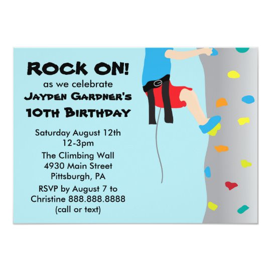 Rock Climbing Party Invitation Template Free Boy 39 S Rock Wall Climbing Birthday Party Card Zazzle Com