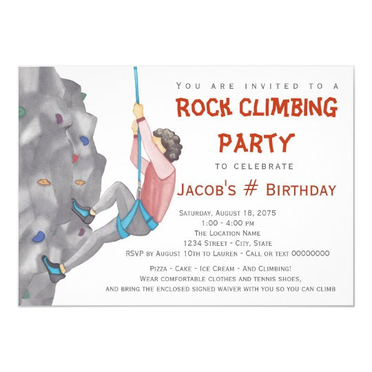Rock Climbing Party Invitation Template Free Boys Rock Climbing Birthday Party Invitations Zazzle Com