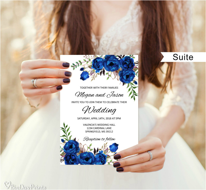 Royal Blue Wedding Invitation Template 35 Floral Wedding Templates Editable Psd Ai format