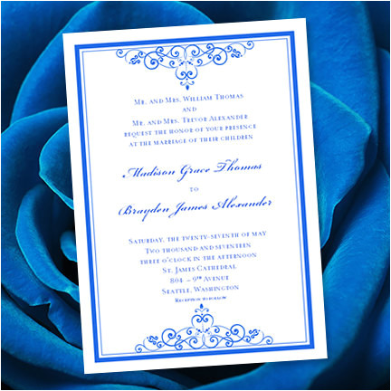 Royal Blue Wedding Invitation Template Royal Blue Wedding Invitation Template Editable Microsoft