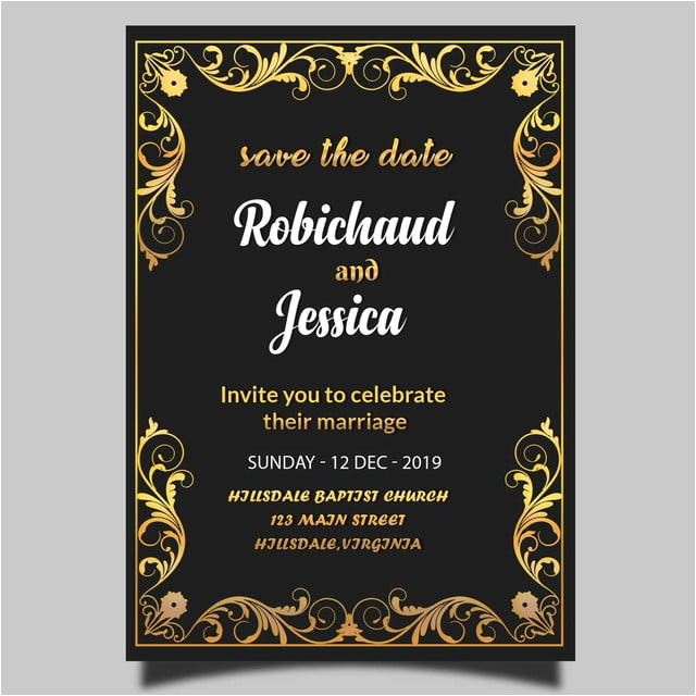 Royal Wedding Invitation Template Free Black Royal Wedding Invitation Card Template Psd Template
