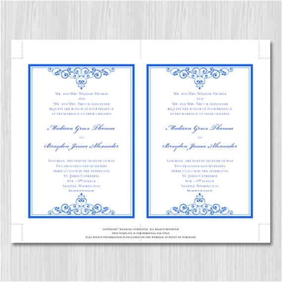 Royal Wedding Invitation Template Free Royal Blue Wedding Invitation Template Editable Microsoft