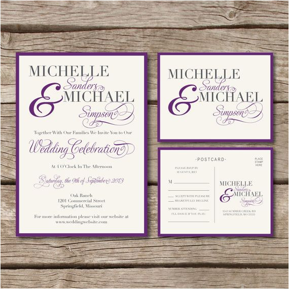Simple and Elegant Wedding Invitation Template Simple Elegant Wedding Invitation Rsvp Postcard In