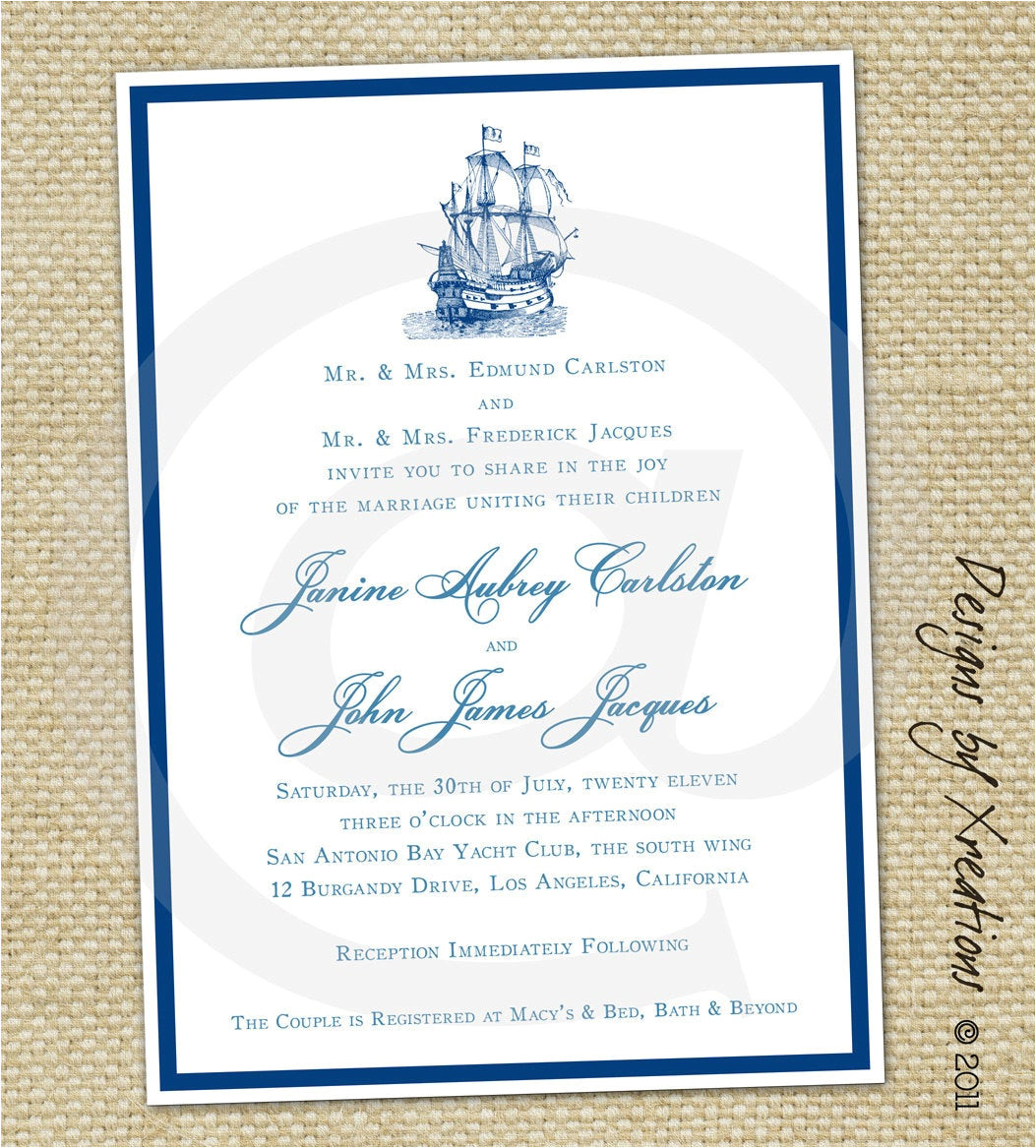 Simple Elegant Wedding Invitation Template Items Similar to Simple Elegant Nautical themed Wedding