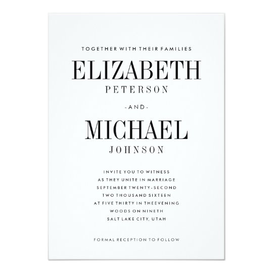 Simple Elegant Wedding Invitation Template Simple Elegant Type Wedding Invitation Template Zazzle Com