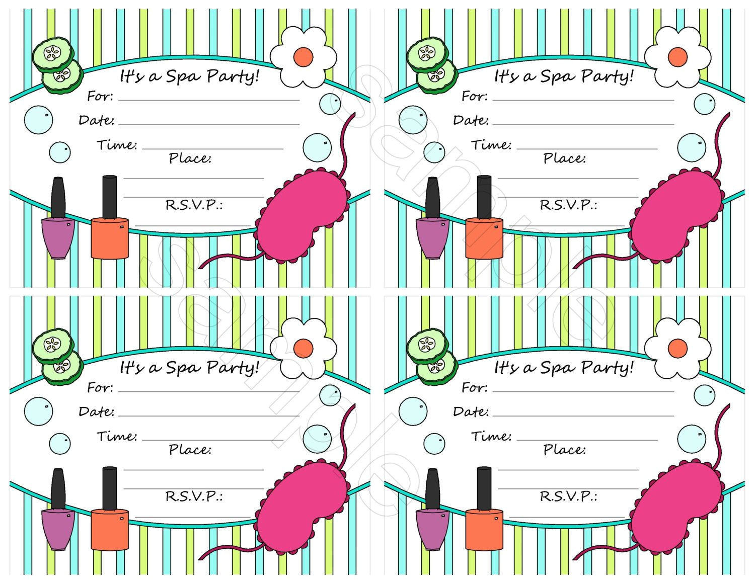 Spa Party Invitation Template Free Spa Party Invitation Template Diy and Crafts In