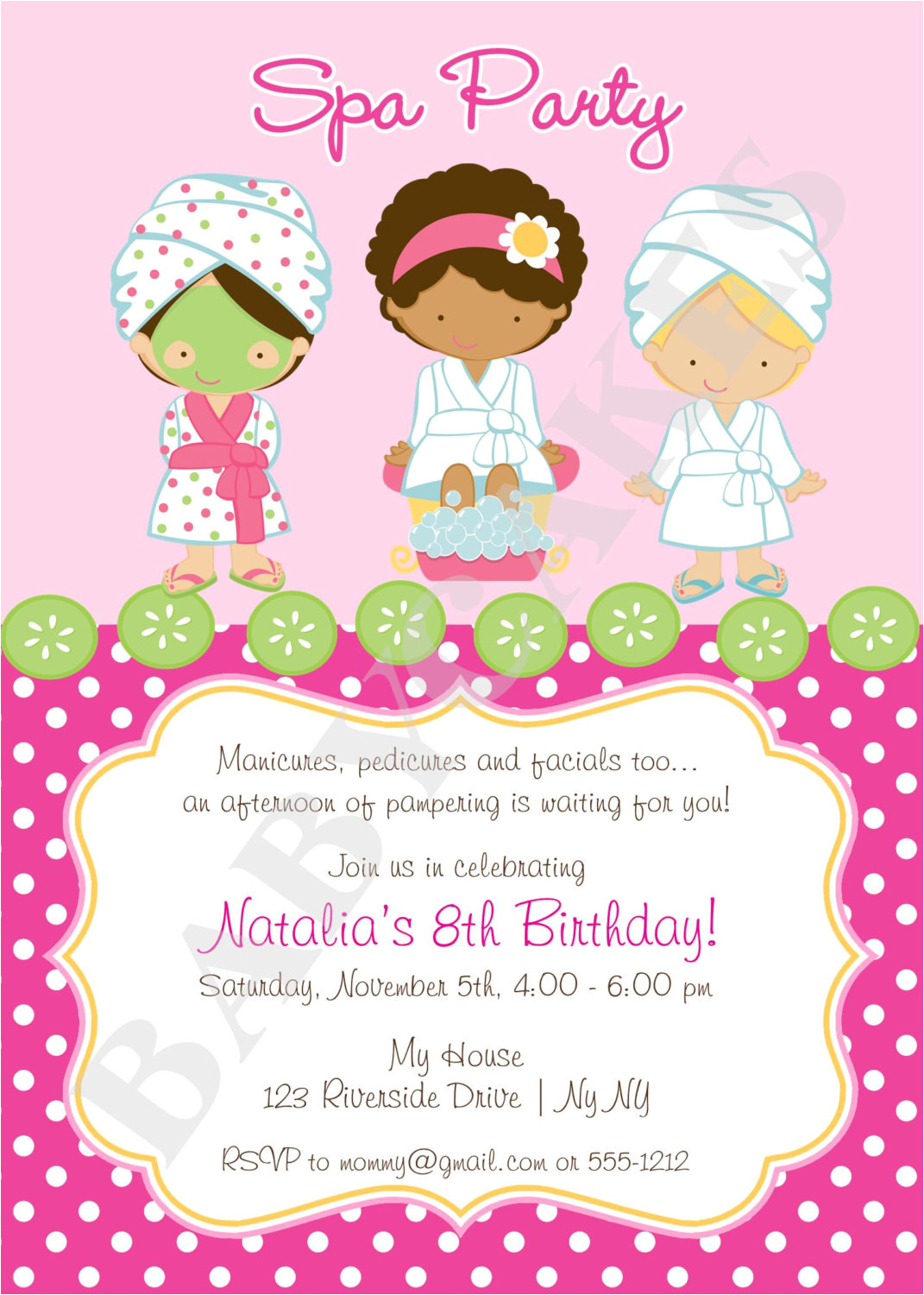 Spa Party Invitation Template Spa Party Invitation Diy Print Your Own Matching by