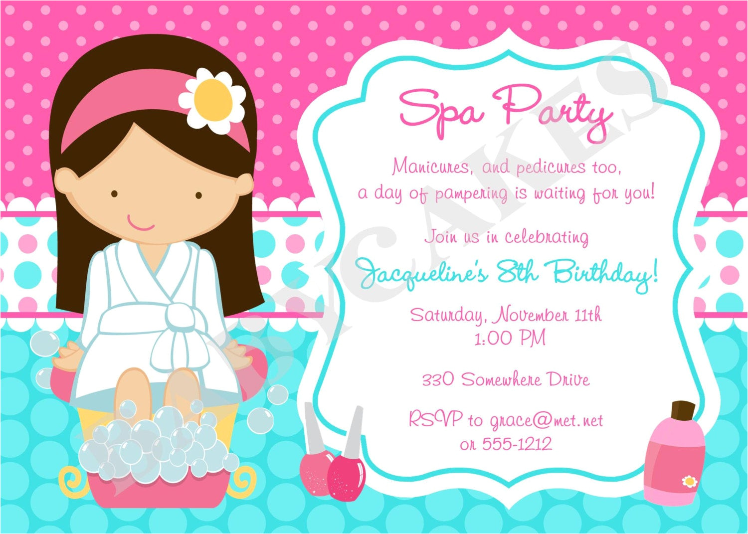 Spa Party Invitation Template Spa Party Invitation Spa Birthday Party Spa Invitation