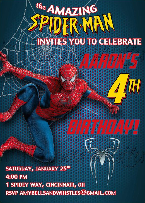 Spiderman Birthday Invitation Template Spiderman Birthday Invitation Custom Personalized