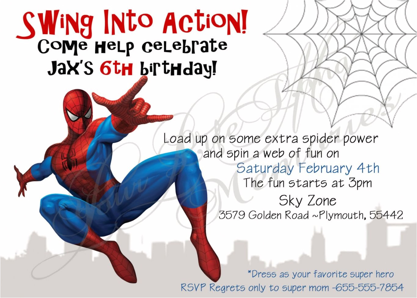 Spiderman Birthday Invitation Template Spiderman Birthday Invitation Template