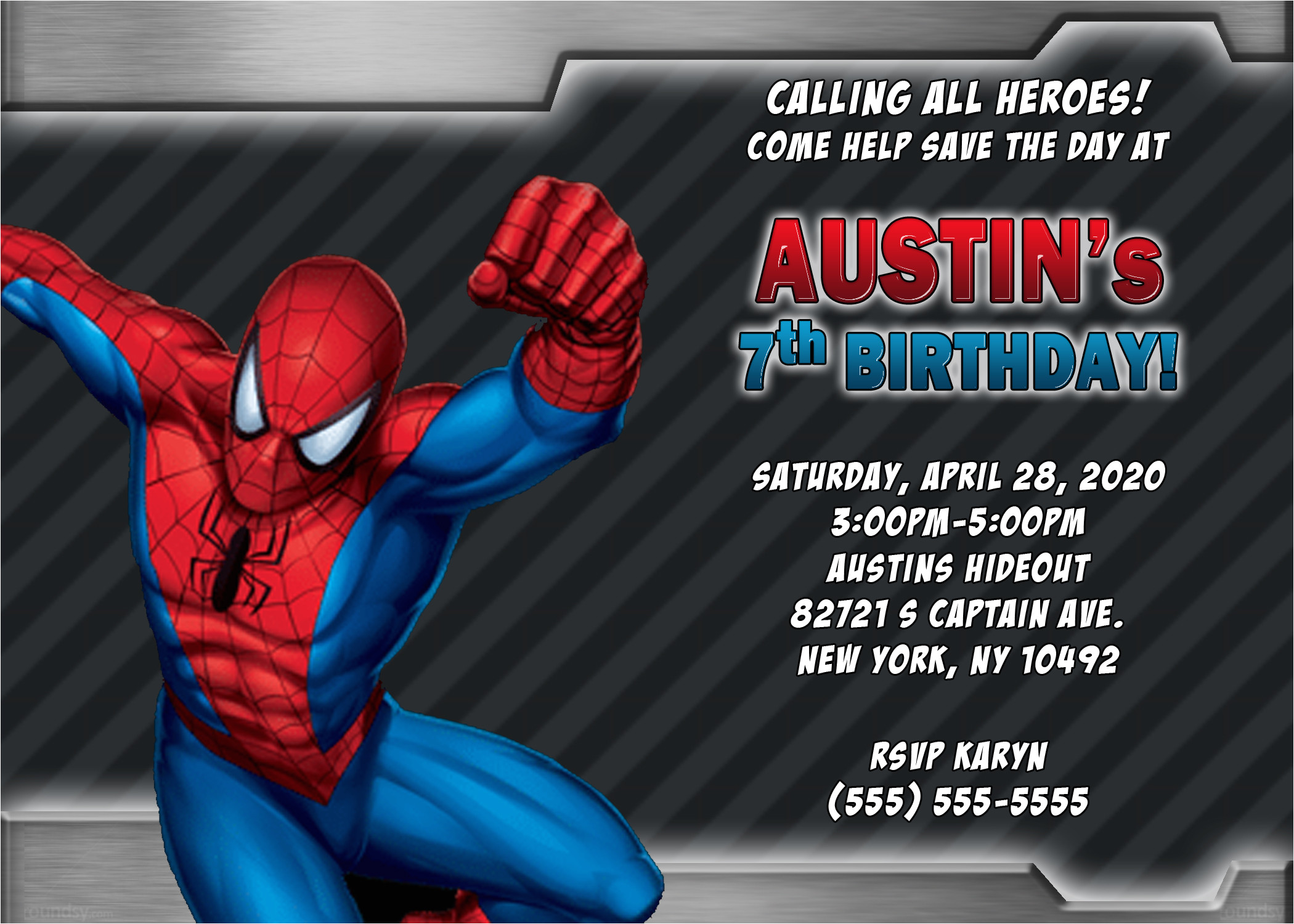 Spiderman Birthday Invitation Template Spiderman Birthday Invitations Kustom Kreations