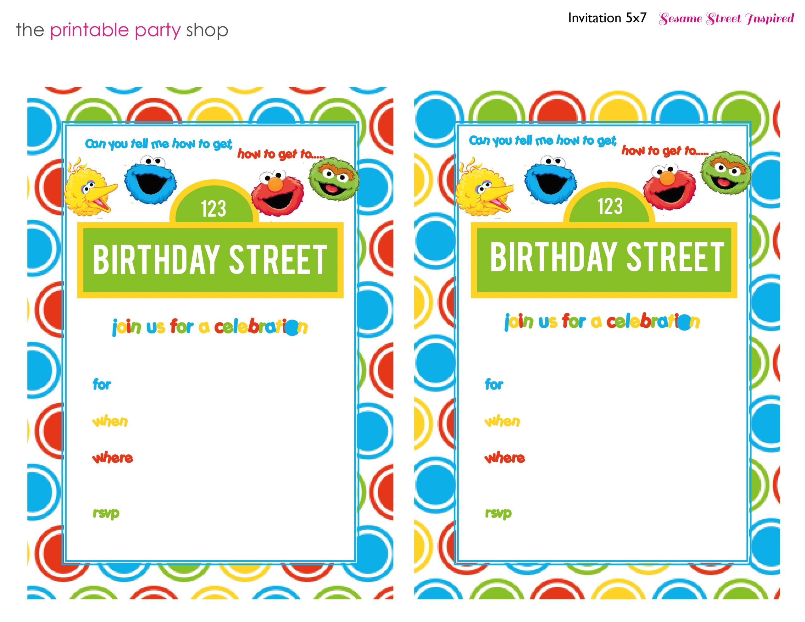 Street Party Invitation Template Free Free Printable Sesame Street 1st Birthday Invitations