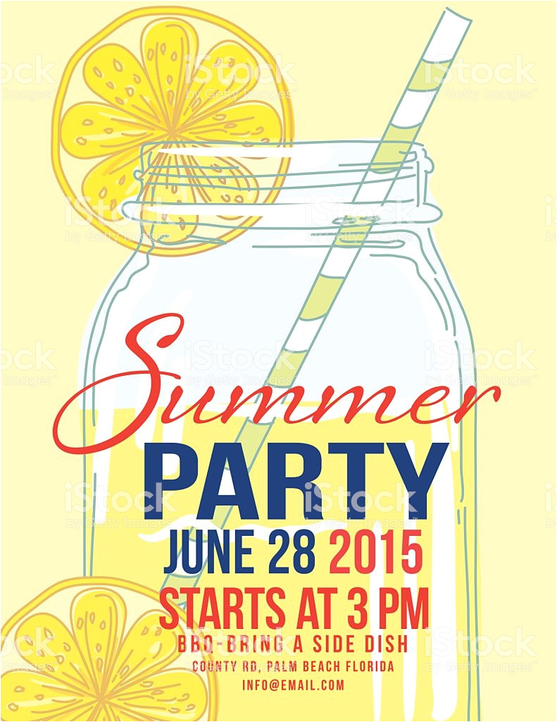 Summer Party Invitation Template Lemonade Summer Beach Party Invitation Template Stock