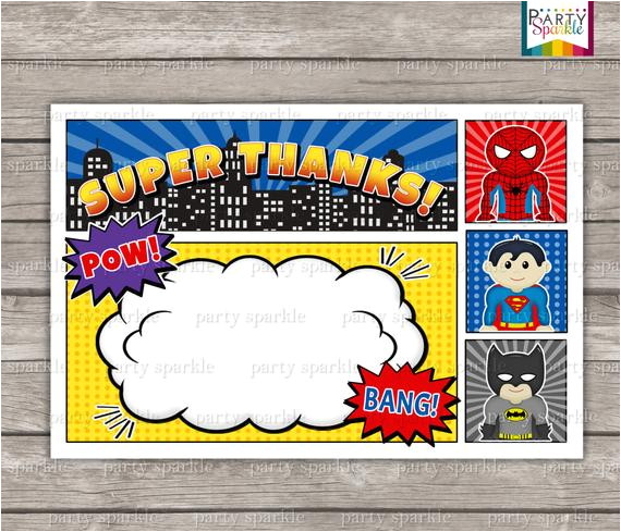 Superhero Party Invitation Template Instant Download Superhero Birthday Invitation Blank Thank