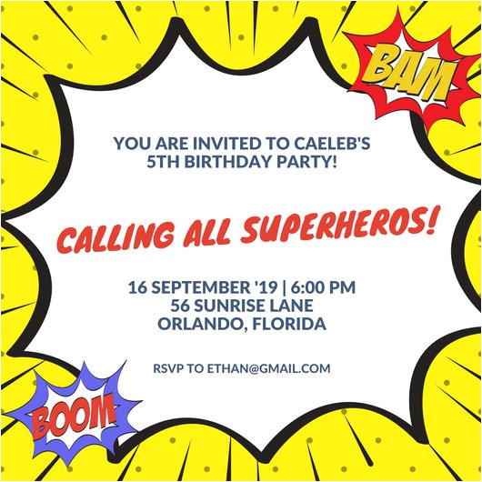 Superhero Party Invitation Template Superhero Invitation Templates Canva